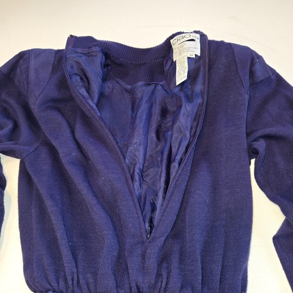 Ciao Ltd. Vintage Royal Purple Sweater Dress with Faux Suede Skirt Size 12‎ - Picture 10 of 12